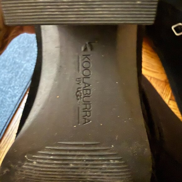 UGG Koolaburra by UGG black faux suede tall boots w/ stacked heel, sz 6 LIKE NEW - Picture 6 of 6